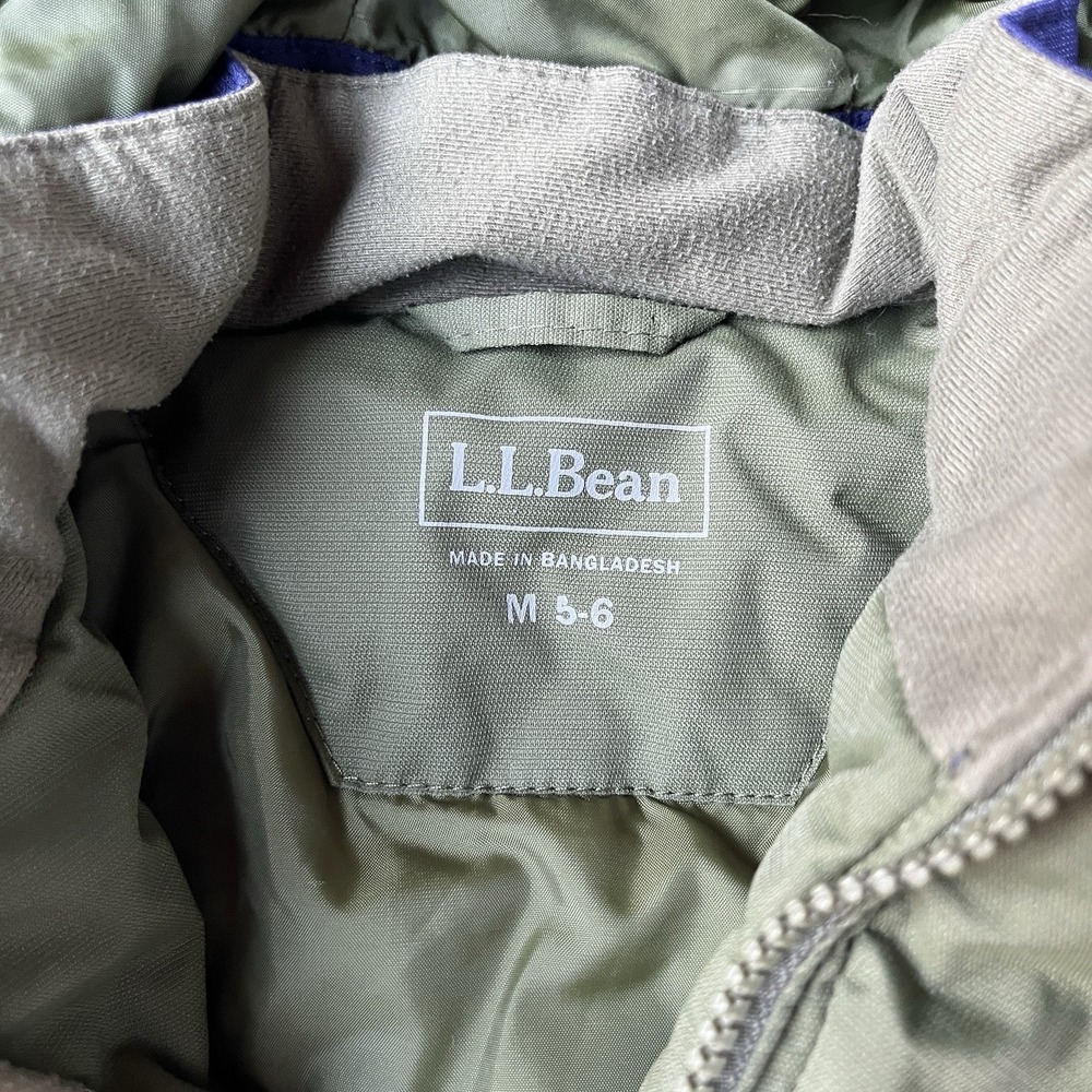 LL Bean Olive Green Blue Thinsulate Hooded Full Zip Coat Little Kids M 5/6 - Picture 2 of 7